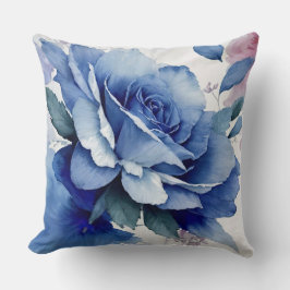 Cojín Decorativo Rosa de acuarela azul y rosa