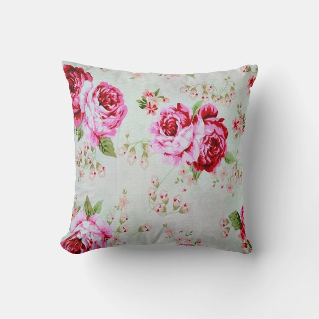 Cojín Decorativo Rosa de algodón de cosecha Vintage Pilar decorativ (Anverso)