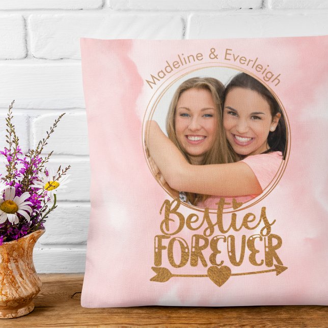 Cojín decorativo rosa de Besties para siempre (Subido por el creador)
