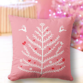 Cojín Decorativo Rosa de ciervo de árbol de Navidad nórdico festivo