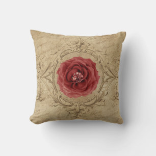 Cojín Decorativo Rosa de Col Lombarda dentro de un Marco de Estilo