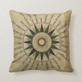 Cojín Decorativo Rosa de compás antiguo del atlas