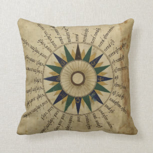 Cojín Decorativo Rosa de compás antiguo del atlas