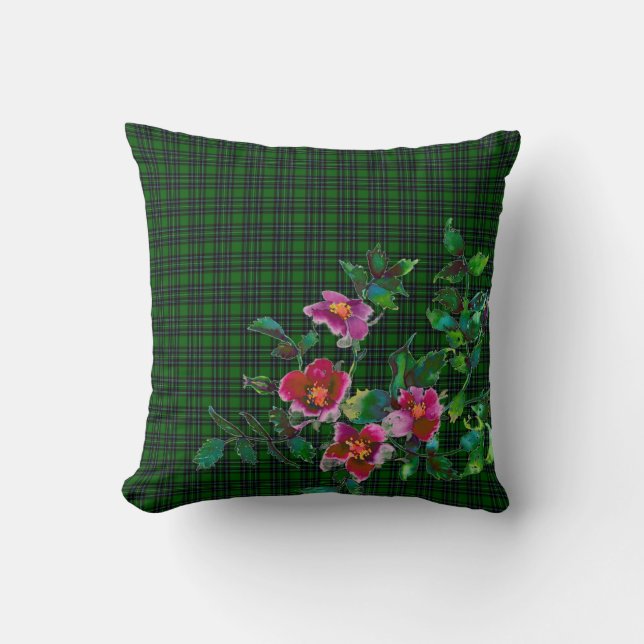 Cojín Decorativo Rosa de cosecha - verde (Anverso)