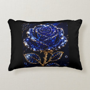 Cojín Decorativo Rosa de Cristal Dorado Azul Real