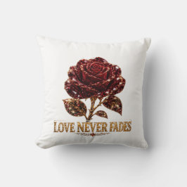 Cojín Decorativo Rosa de Cristal Rubí - El Amor Nunca se Desvanece
