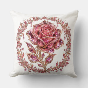 Cojín Decorativo Rosa de diamantes de cristal rosa arte Corona