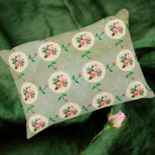 Cojín Decorativo Rosa de época Doily Green Damask