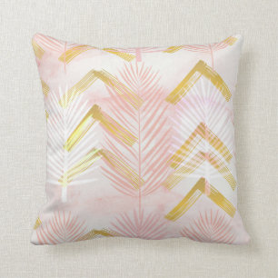 Cojín Decorativo Rosa de hoja de palma botánico y oro