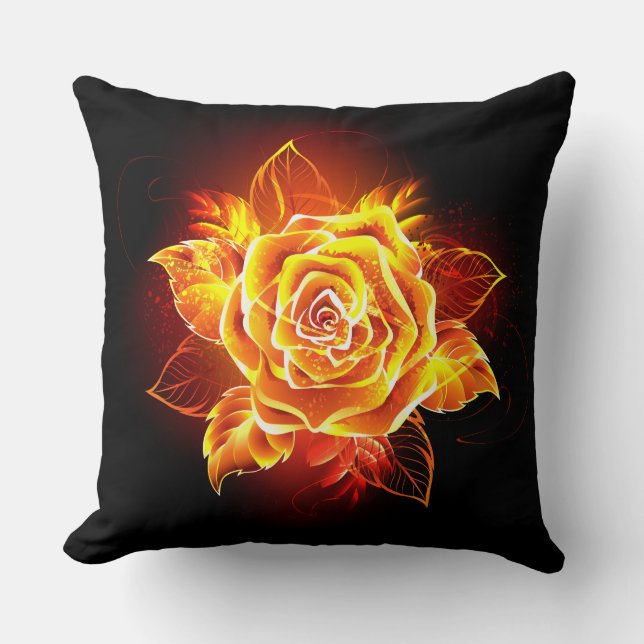 Cojín Decorativo Rosa de incendios en auge (Anverso)