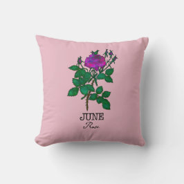 Cojín Decorativo Rosa de junio de la flor del mes del nacimiento