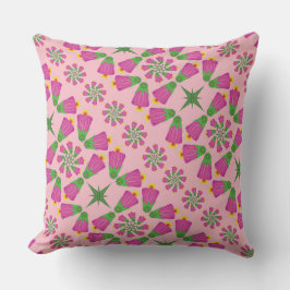 Cojín decorativo rosa de la flor retro bell Mandal