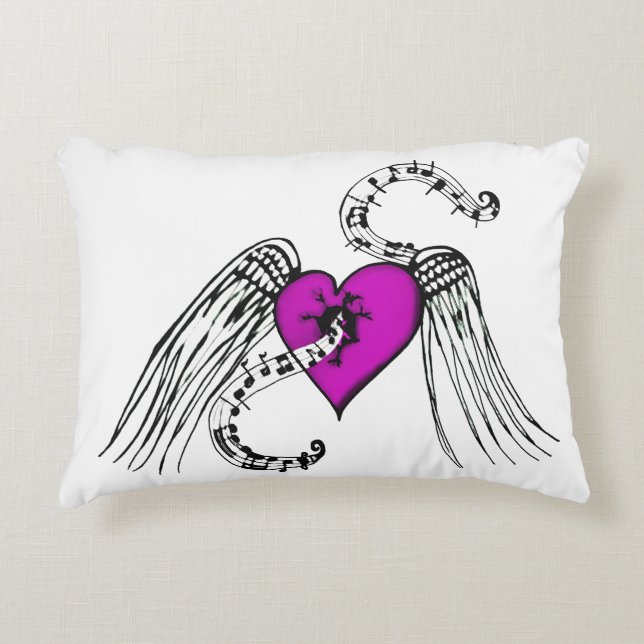 Cojín Decorativo Rosa de la música del corazón (Anverso)