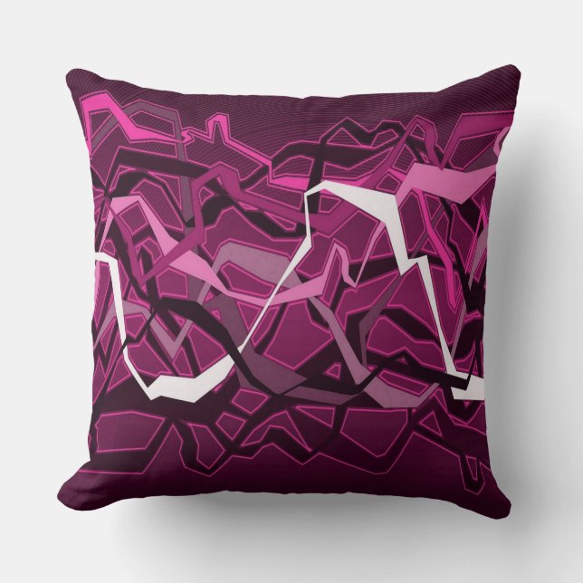 Cojín decorativo rosa de las ondas abstractas Funk (Anverso)