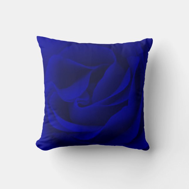 Cojín Decorativo Rosa de los azules marinos magnificado (Anverso)