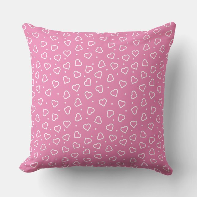 Cojín decorativo rosa de los corazones (Anverso)