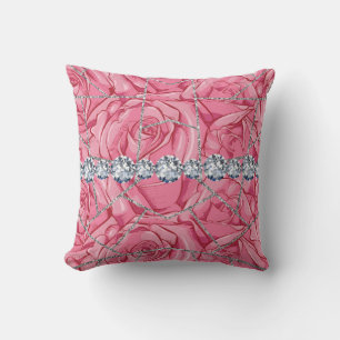 Cojín Decorativo Rosa de Mármol Plateado Blanco Brillo Negro Almoha