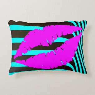 Cojín Decorativo Rosa de moda del beso de los labios de la belleza