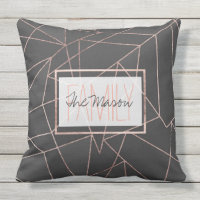 Rosa de moda Geo de oro Contorno de carbón negro