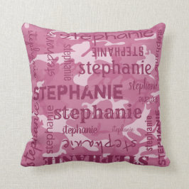 Cojín Decorativo Rosa de nombre más largo personalizado de Camo