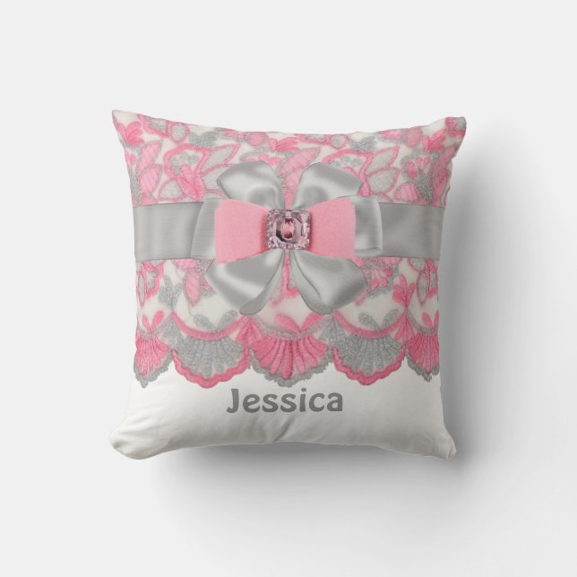 Cojín Decorativo Rosa de Peronalized, diamantes de imitación (Anverso)