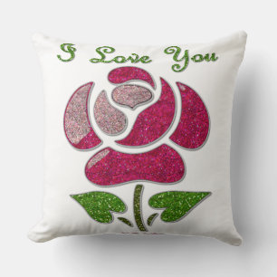 Cojín Decorativo Rosa de plantilla rosa te amo