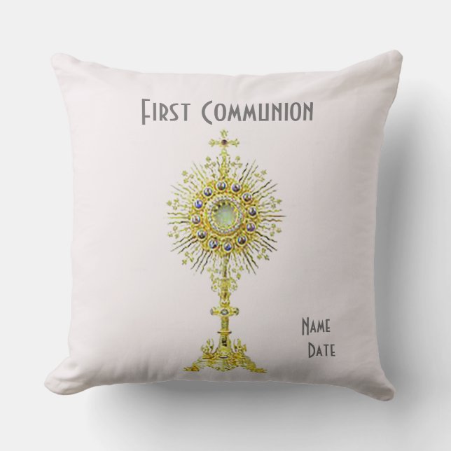 Cojín decorativo rosa de primera comunicación de 1 (Anverso)