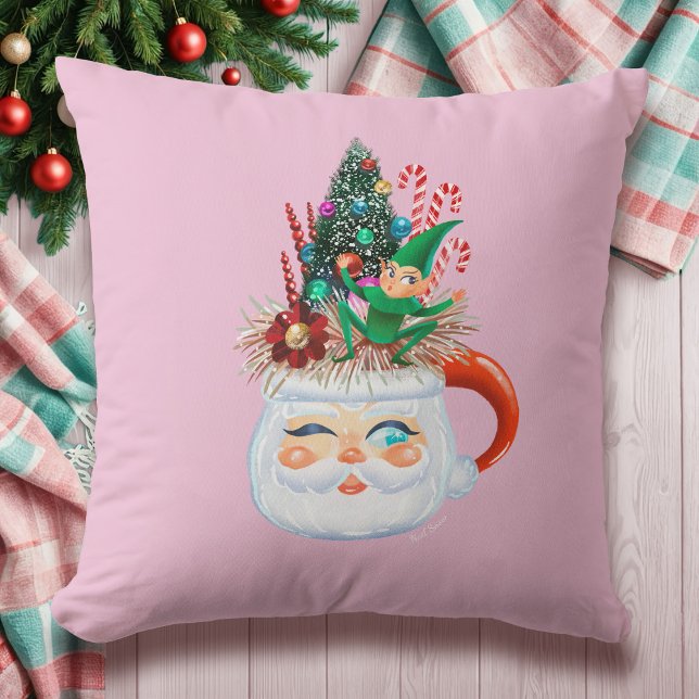 Cojín decorativo rosa de Santa Mug (Subido por el creador)