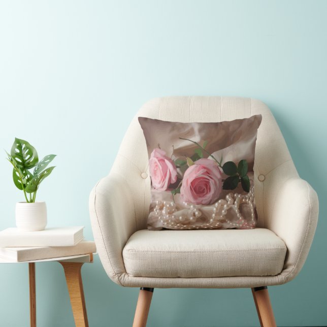 Cojín Decorativo Rosa de Seda (Silla)