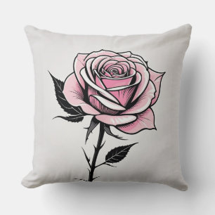 Cojín Decorativo Rosa de tinta