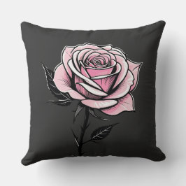 Cojín Decorativo Rosa de tinta (gris)