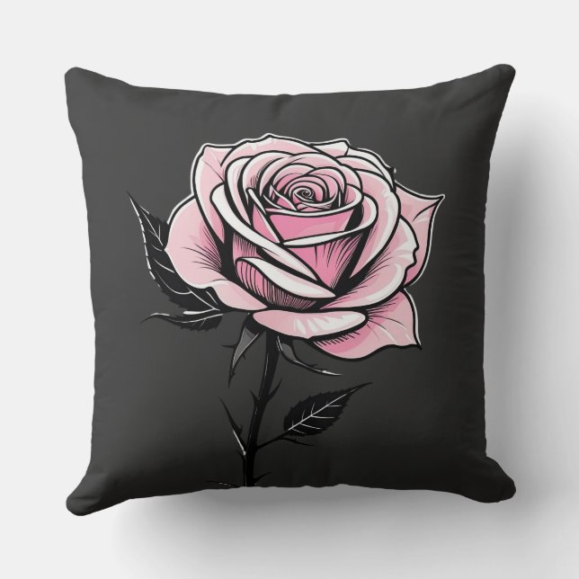 Cojín Decorativo Rosa de tinta (gris) (Reverso )