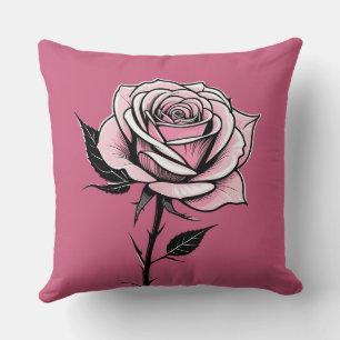 Cojín Decorativo Rosa de tinta (rosa)
