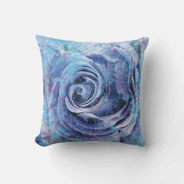Cojín Decorativo Rosa de tono azul (Anverso)