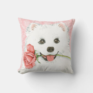 Cojín Decorativo Rosa de Valentine americano Eskimo Dog