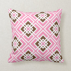 Cojín Decorativo Rosa del blanco y de Bubblegum y cuadrados