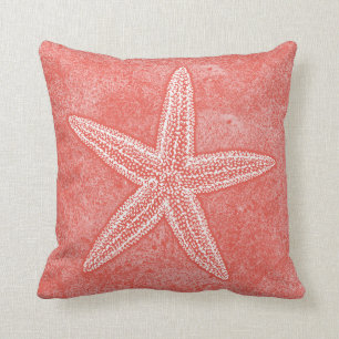Cojín Decorativo Rosa del coral de las estrellas de mar