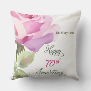 Cojín Decorativo Rosa del Jubileo del 70º Aniversario Nun Custom Na
