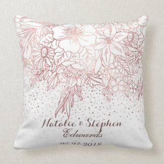 Cojín Decorativo Rosa dorado floral doodles confetti boda