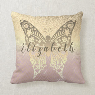 Cojín Decorativo Rosa Dorado Glitter Moderno Femenino