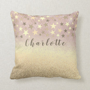 Cojín Decorativo Rosa Dorado Glitter Moderno Femenino