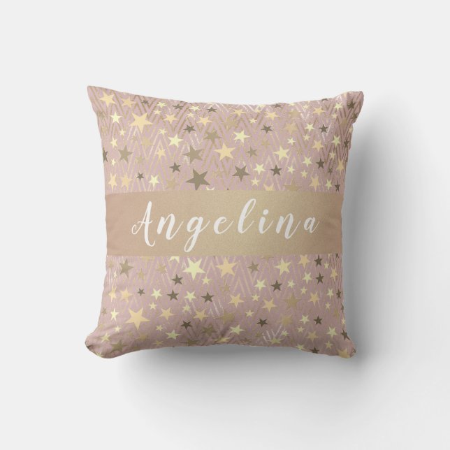 Cojín Decorativo Rosa Dorado Monogramado (Anverso)