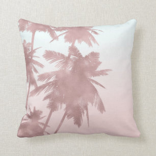 Cojín Decorativo Rosa Dorado Palmas Playa Ombre Palmeras Chic