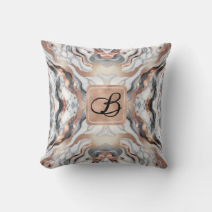 Cojín Decorativo Rosa Dorado Plateado y Mármol Blanco Femenino