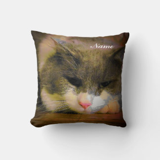 Cojín Decorativo Rosa el rostro triste del gato