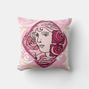 Cojín Decorativo Rosa elegante de Art Nouveau