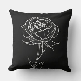 Cojín Decorativo Rosa en blanco y negro