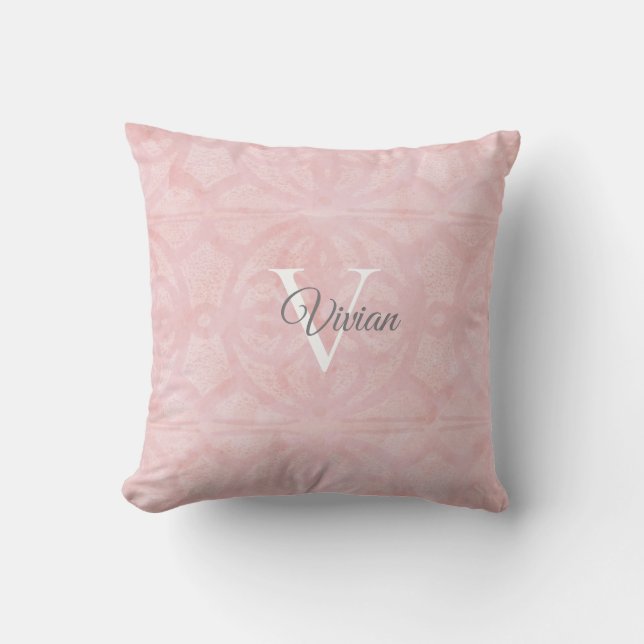 Cojín decorativo rosa en polvo (Anverso)