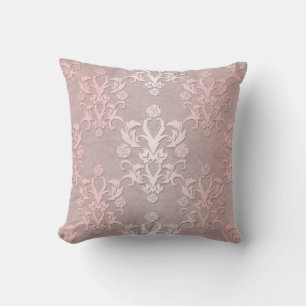 Cojín Decorativo Rosa femenino y rosa pálido Damask Fancy