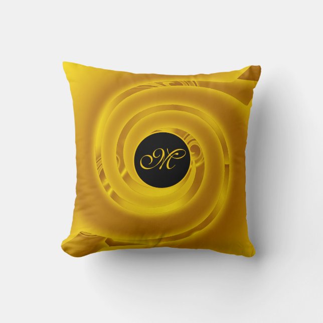 Cojín Decorativo Rosa floral de lujo moderno Neon Gold Abstract (Anverso)
